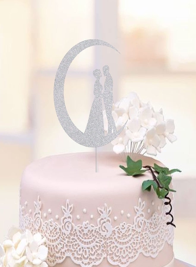 SVM CRAFT Bride & Groom On The Moon Wedding Cake Topper - Rustic Figurine for Dancing On The Moon - Image 3
